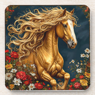 Dessous-de-verre Cheval doré à la crinière flottante