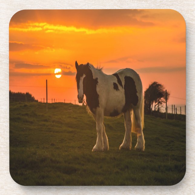 Dessous-de-verre Cheval du coucher du soleil (Devant)
