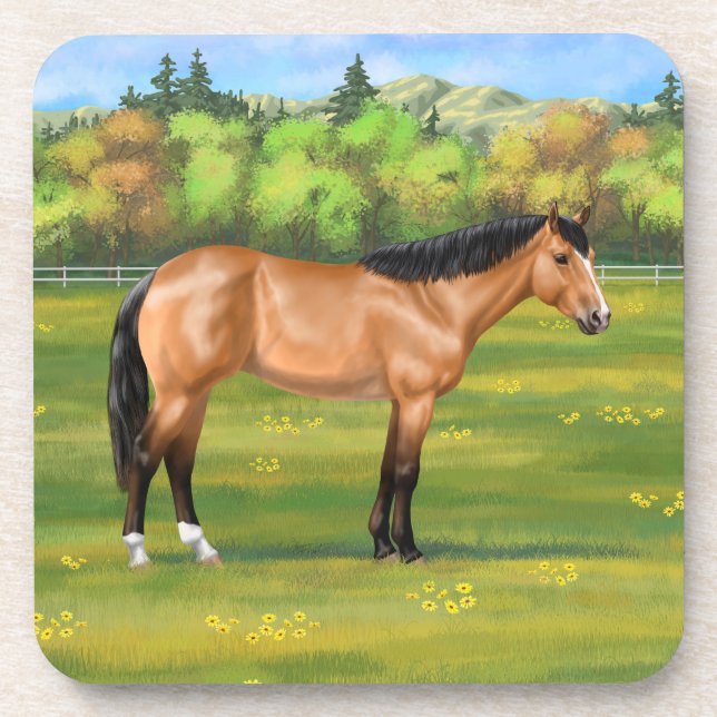 Dessous-de-verre Cheval du Quartier des Dun Buckskin (Devant)