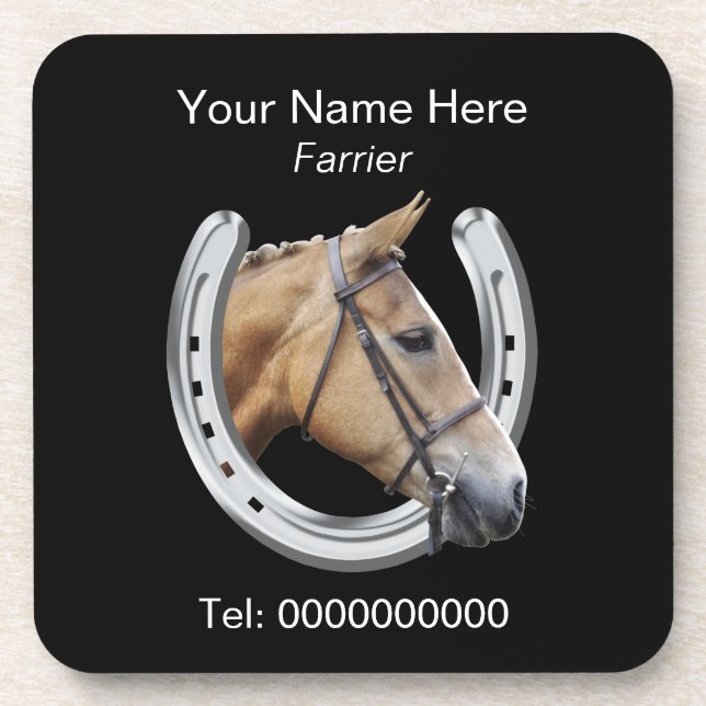 Dessous-de-verre Cheval et fer à cheval de maréchal-ferrant (Devant)