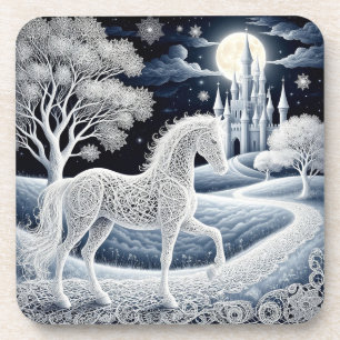 Dessous-de-verre Cheval éthéré et château enchanté
