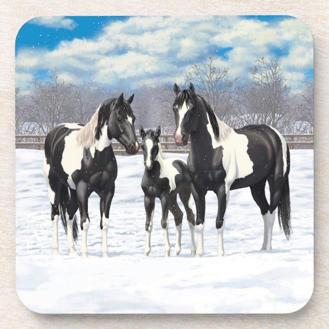 Dessous-de-verre Cheval Pinto Quarter Noir Chevaux Paint Chevaux Da (Devant)