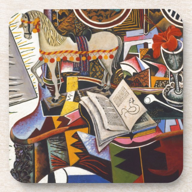 Dessous-de-verre Cheval Pipe Fleur rouge par Joan Miro (Devant)