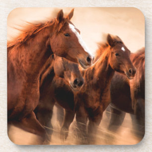 Dessous-de-verre Chevaux au galop, flou et crinières volantes