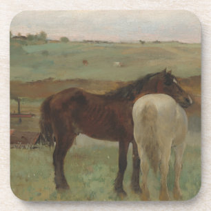 Dessous-de-verre Chevaux dans une prairie, Peinture à l'huile, Edga