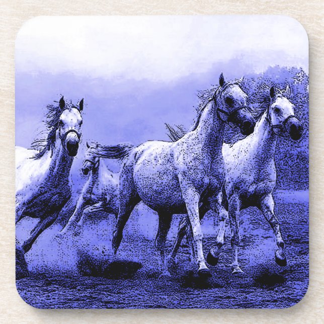 Dessous-de-verre Chevaux de course et Lune Bleue (Devant)