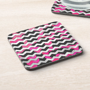 Dessous-de-verre Chevron Cow Hot rose et noir