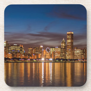 Dessous-de-verre Chicago Skyline La Nuit