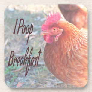 Dessous-de-verre Chicken I poop Breakfast Funny Humor