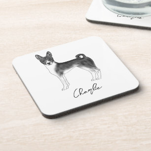 Dessous-de-verre Chien Basenji Mignon En Noir Et Blanc & Texte Pers