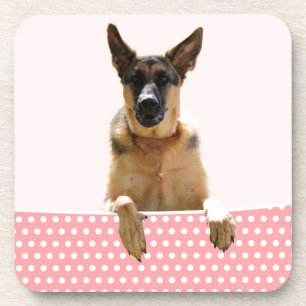 Dessous-de-verre Chien berger allemand Pois roses