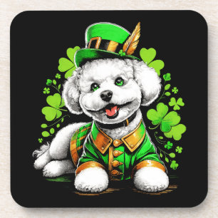 Dessous-de-verre Chien Bichon Frise St Patrick's Day
