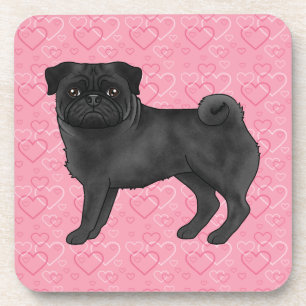 Dessous-de-verre Chien Carlin Noir Dessin Animé Tasse Éponges Motif