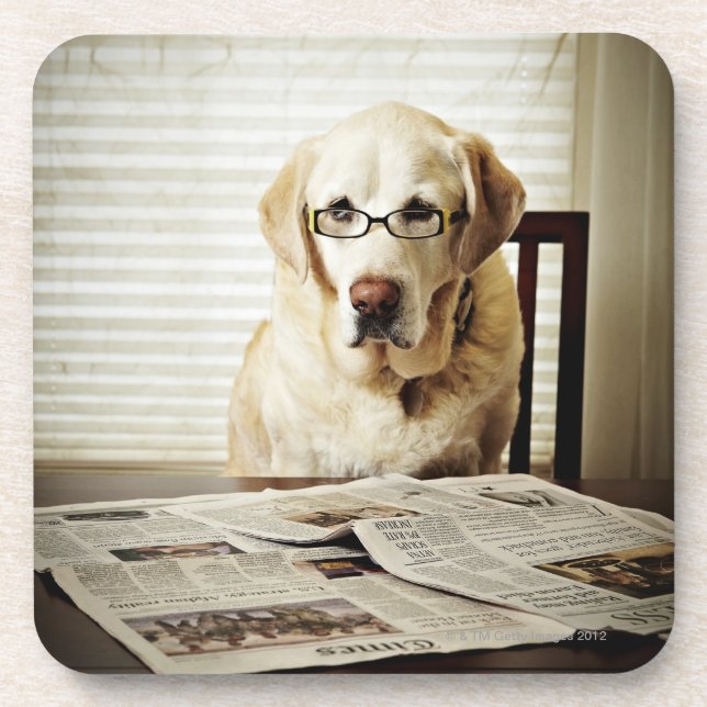 Dessous-de-verre Chien dans la routine de matin (Devant)