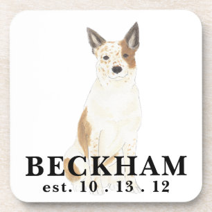 Dessous-de-verre Chien de poche Heeler rouge et blanc personnalisé