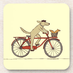 Dessous-de-verre Chien de recyclage avec l'ami d'écureuil - art