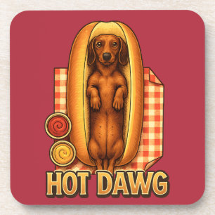 Dessous-de-verre Chien Drôle de Blague Chien Saucisse Drôle Parodie
