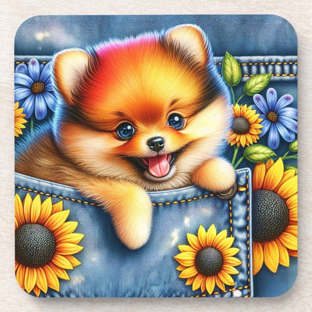 Dessous-de-verre Chien en poche (Devant)