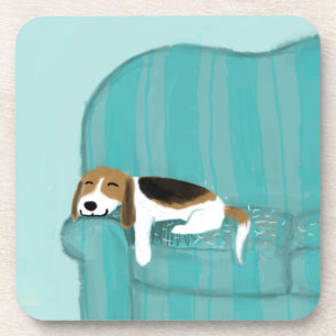 Dessous-de-verre Chien heureux de divan - beagle mignon