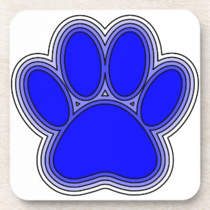 Dessous-de-verre Chien Paw En Bleu Avec Contours