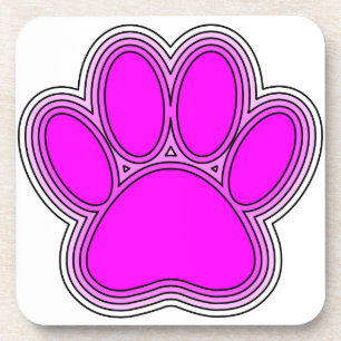Dessous-de-verre Chien Paw En Rose Avec Des Contours