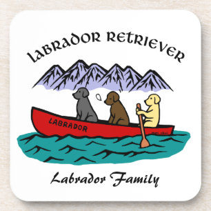 Dessous-de-verre Chiens d'arrêt de Labrador de canoë-kayak