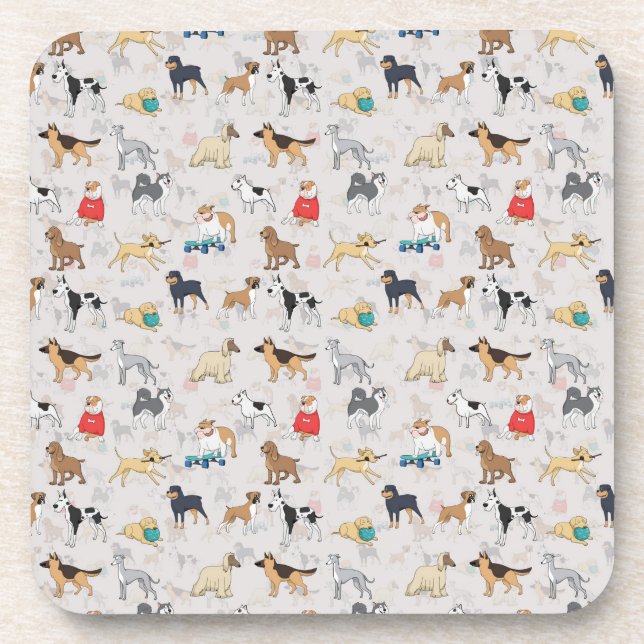 Dessous-de-verre Chiens mignons Design Motif Blanc (Devant)