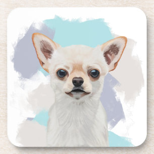 Dessous-de-verre Chihuahua Chien blanc mignon Abstrait Arrière - pl