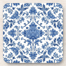 Chinoiserie Florale Bleue Aquarelle Blanche