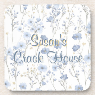 Dessous-de-verre Chinoiserie Toile Bleue Paon Mahjong Personnalisé