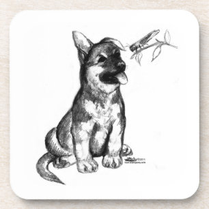 Dessous-de-verre Chiots et criquet