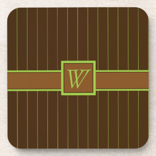 Dessous-de-verre Chocolat avec Lime Pinstripes Carré Dessous de ver
