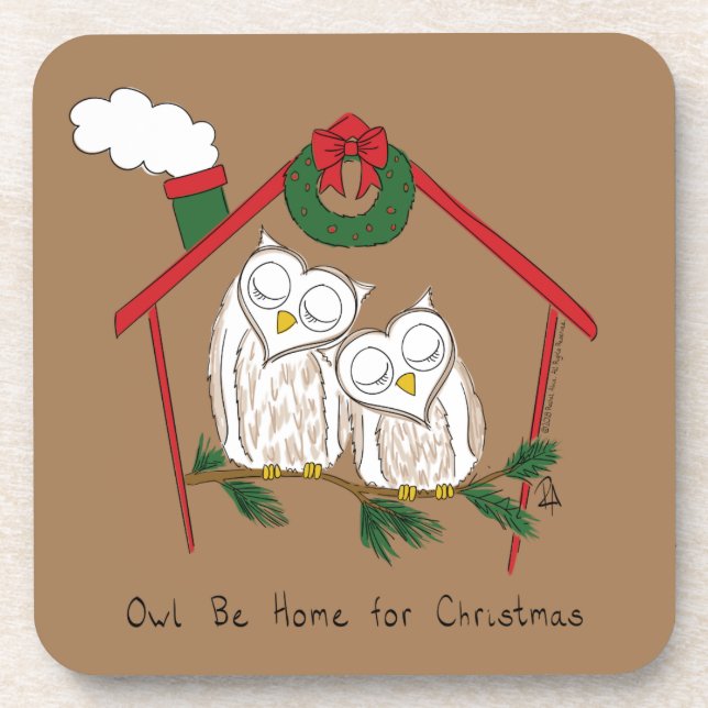 Dessous-de-verre Chouette de Noël Be Accueil mignonne (Devant)