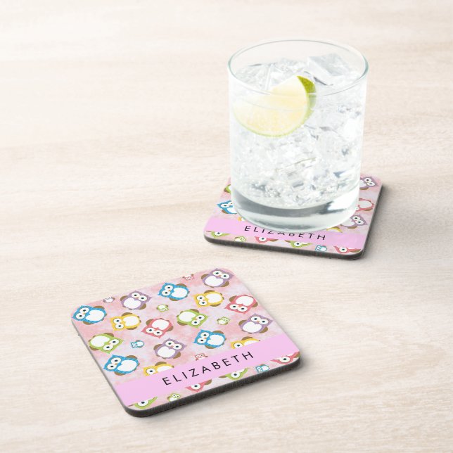 Dessous-de-verre Chouettes mignonnes, Chouette Motif, Chouettes col (Côté Droit)
