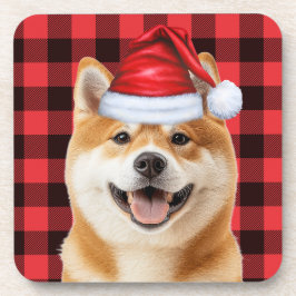 Dessous-de-verre Christmas Akita Dog Red Buffalo Plaid Holiday