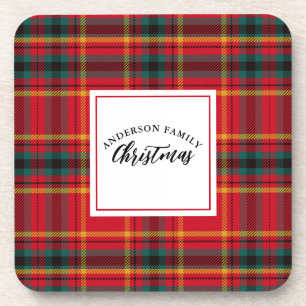 Dessous-de-verre Christmas Tartan Plaid Nom de famille