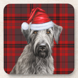 Dessous-de-verre Christmas Wolfhound Dog Red Plaid Holiday