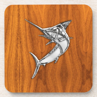Dessous-de-verre Chrome Marlin sur le bois de teck