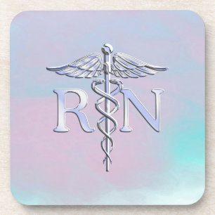 Dessous-de-verre Chrome Style RN Caduceus Médicale Mère Pearl Look