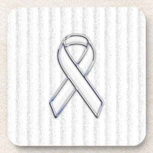 Dessous-de-verre Chrome White Ribbon Sensibilisation sur les bandes