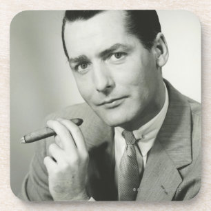 Dessous-de-verre Cigare de tabagisme d'homme d'affaires