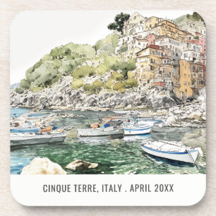 Dessous-de-verre Cinque Terre Italie Mer Aquarelle Voyage italien