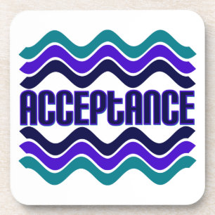 Dessous-de-verre Citation d'acceptation en bleu vert violet