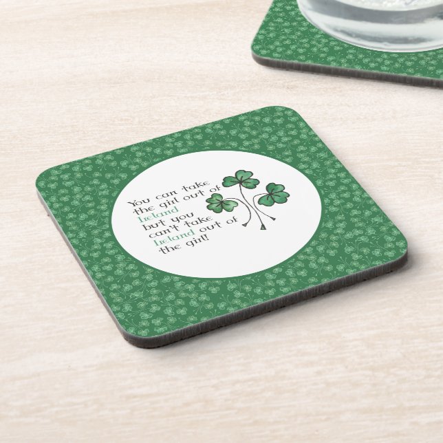 Dessous-de-verre Citation de fille irlandaise Shamrock verte Ensemb (Côté gauche)