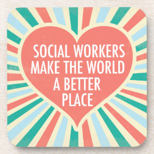 Dessous-de-verre Citation de travail social inspirationnel Coeur Co