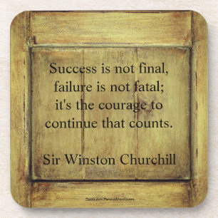 Dessous-de-verre Citation de Winston Churchill ; Succès Bois Vieill
