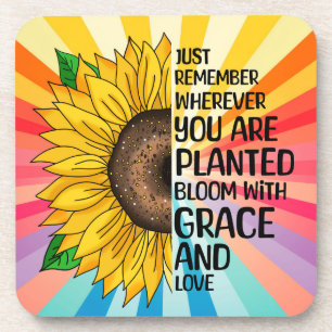 Dessous-de-verre Citation et tournesol tiré à la main