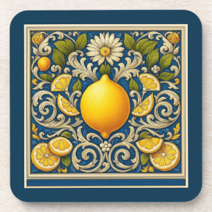 Dessous-de-verre Citron Amalfi Bleu Méditerranée Art Nouveau