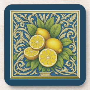 Dessous-de-verre Citron Amalfi Bleu Méditerranée Art Nouveau