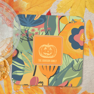 Dessous-de-verre Citron Sage Vert Moutarde Automne Floral Citrouill